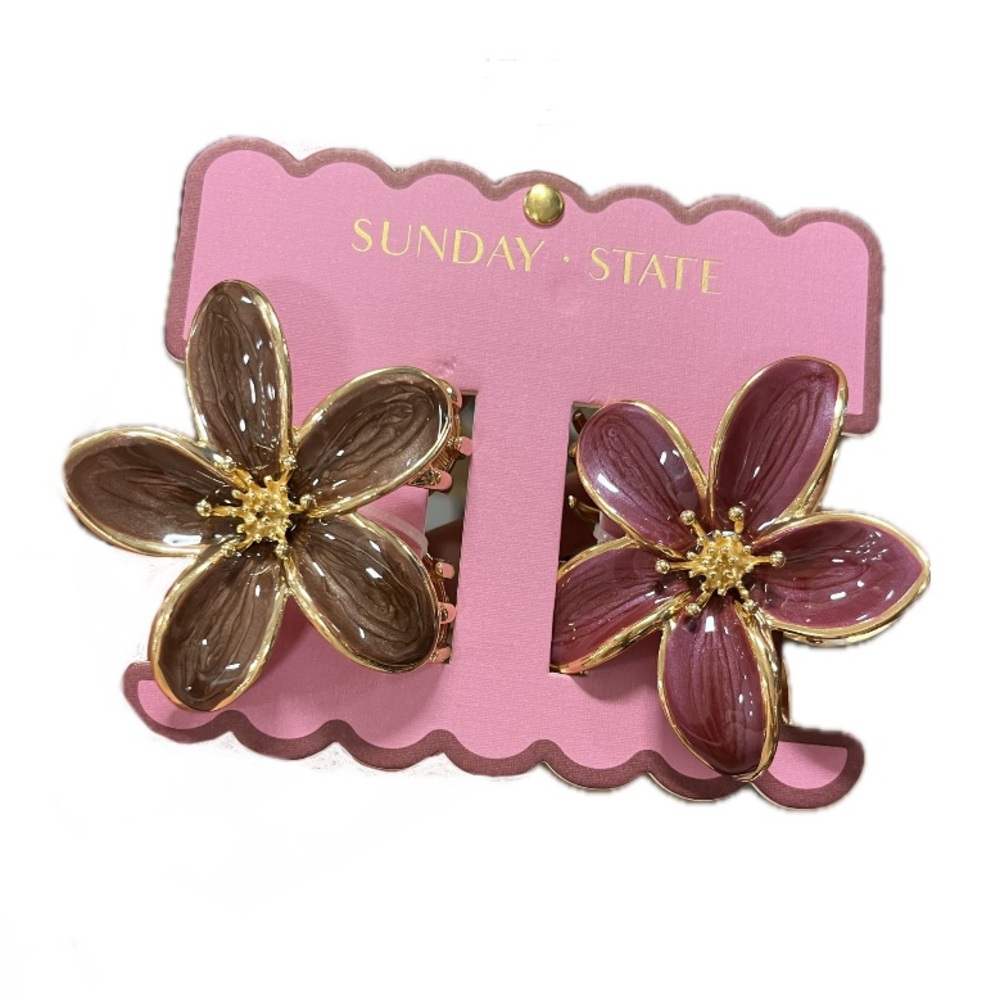 NWT โ๏ธ๐บโ๏ธ Sunday State gorgeous Hair Claw Enamel Clips set of 2 - Picture 1 of 9